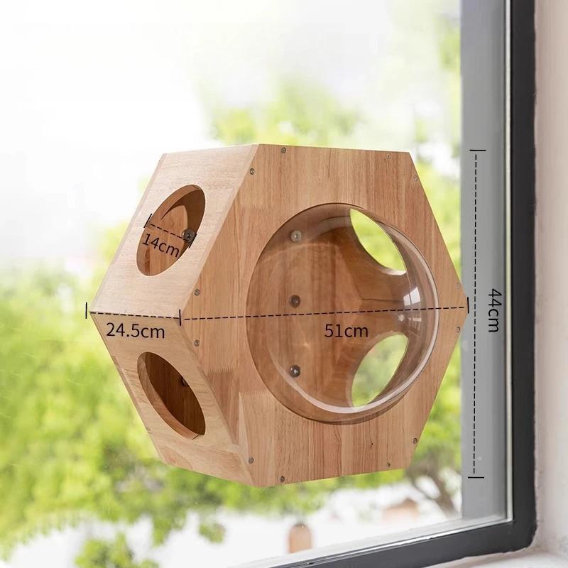 DIY Free Combination Cat Hammock Suction Cup Solid Wood Cat Bed Window Hanging Cats Hammock Sisal Scratching Post Pet Supplies