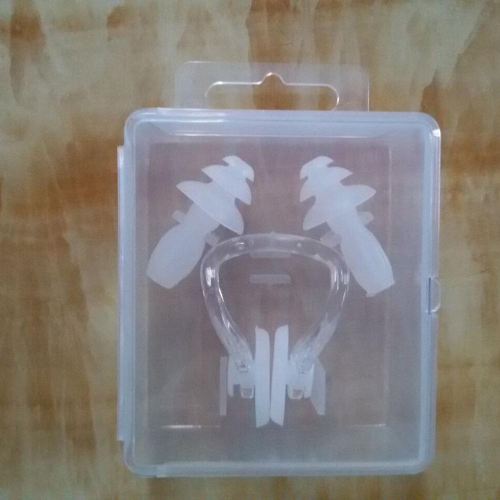 W32 Swimming Earplug Nose Clip Set Three-layer Silicone Waterproof For Surfing Diving Swimming