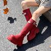 Ретро красные ботинки женские осень и зима новые британский стиль универсальные и тонкие на толстой подошве увеличивающие рост рыцарские ботинки женские