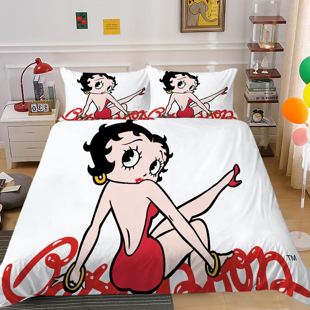 Bedding Set Cover Lovely 3D Betty Boop Printing Girl Double Size Home Textiles Comforter Cover Set
