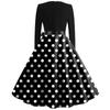 Women's Casual And Fashionable Long Sleeved R-neck Polka DotPrint Dress