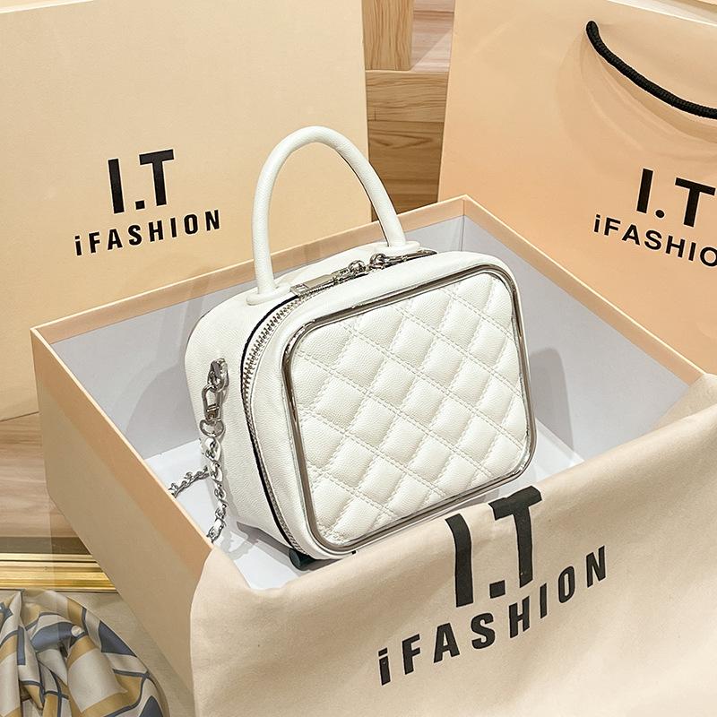 Женская сумка с вышитым нитками в ромбовидную клетку, весенне-летняя, простая косметичка-коробка, одно плечо, цепочка через плечо, маленькая квадратная сумка