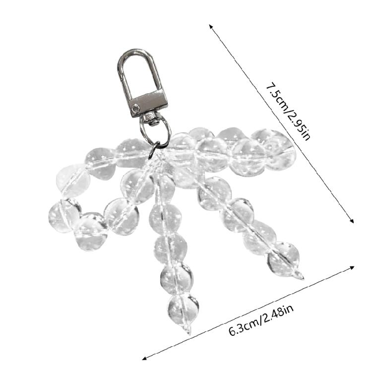 Elegant Beaded Keychain Pendants with Bowknot Fashionable Keyring DIY Decoration