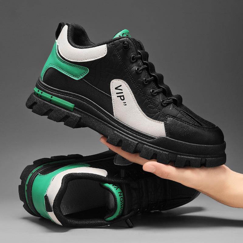 Spring and Autumn New Men's Shoes Leather Low Cut Fashion Trendy Running Sports Men's Casual Trendy Boots Men