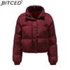 BITCED Autumn/Winter Women's Short-Length Cotton Coat Women's Long-Sleeved High-Neck Thermal Jacket Loose-Fit Casual Cotton Coat