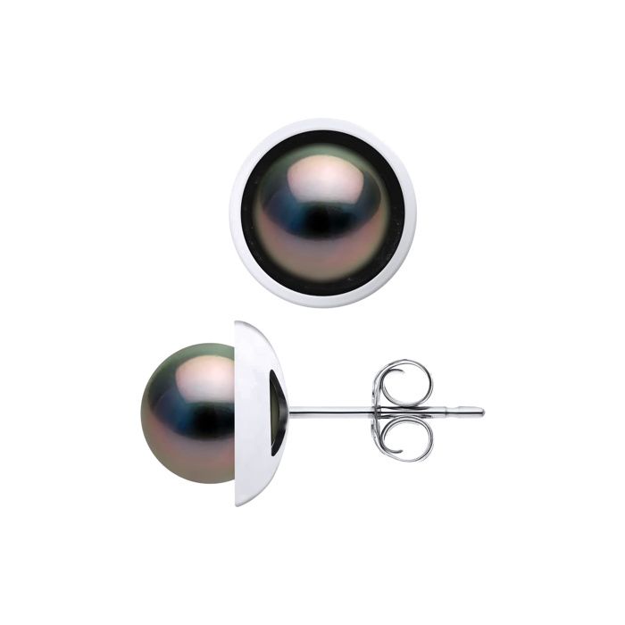 Boucles d'oreilles - PEARLS & COLORS - Prestige - Perles de Tahiti 9-10 mm - Or blanc 9 ct - Qualité A+