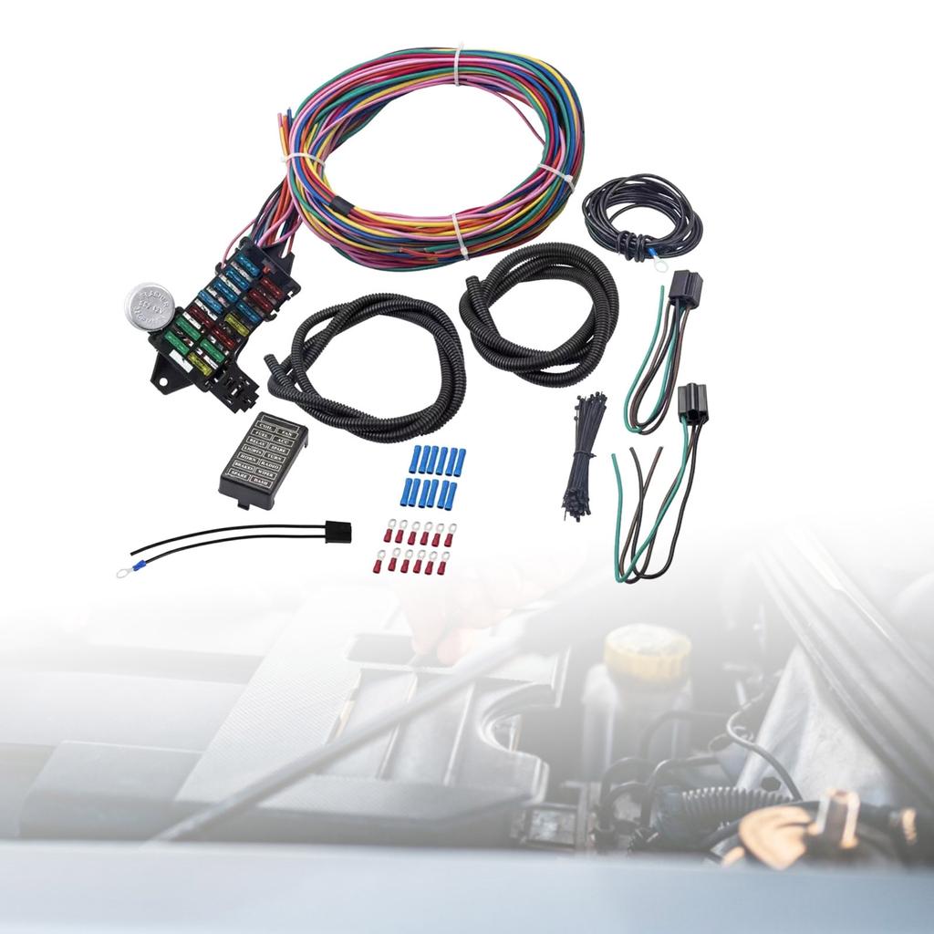 Универсальная 14-контурная проводка Маслкар Хот-род Стрит-род XL Провод 12 В Напряжение Комплект жгута цепи Инструмент для ремонта