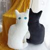 53cm Simple Plush Night Cat Toy White Black Stuffed Animal Cat Plush Throw Pillow Toys Birthday Gift