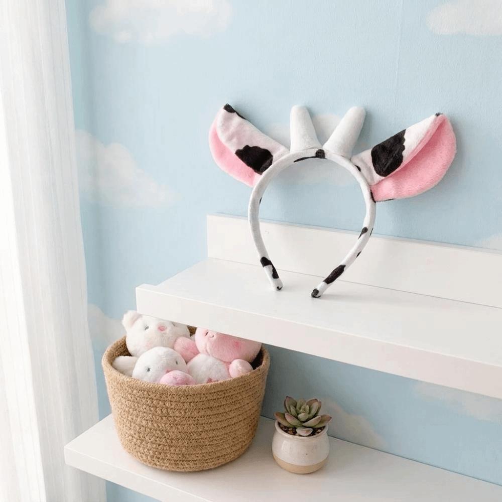 Hair-Pressing Cow Horn Headband Non-Slip Dairy Cow Hairband Funny Animal Ears Hair Hoop Daily Use