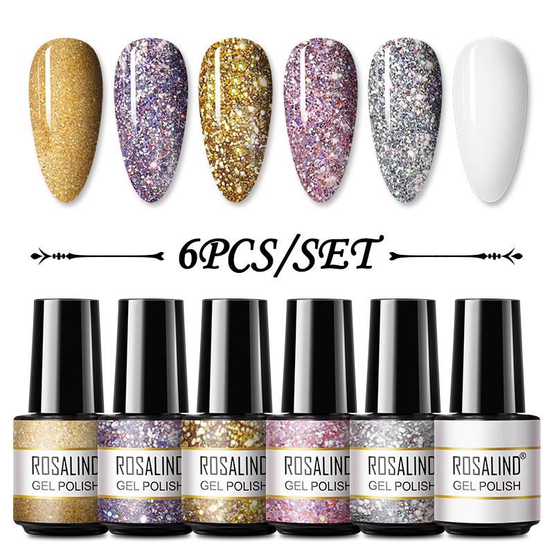 Блестки Гель-лак для ногтей Soak Off Яркий цветной гель-лак для дизайна ногтей Блестящий УФ-гель-лак для ногтей