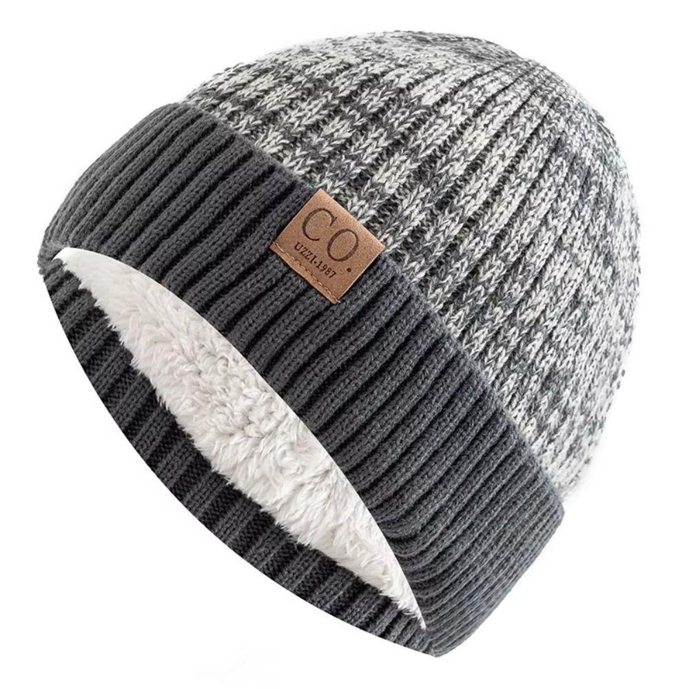 Casual Plush Knitted Hat Windproof Warm Beanie Cap Fashion Winter Knitted Hats Unisex