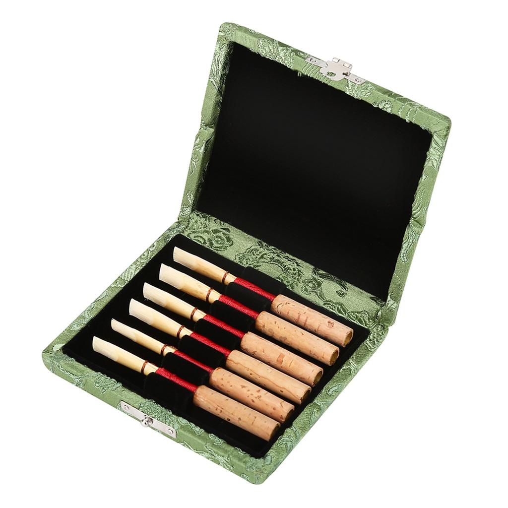 Wooden Silk Cloth Cover Reed Case Holder Storage Box for 6pcs Oboe Reeds