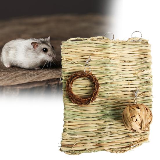 1 комплект, игрушка для жевания хомяка, устойчивая к укусам, натуральные материалы, снимающая скуку, хомяк, кроличьи зубы, шлифовка зубов, соломенный коврик, аксессуары для клетки