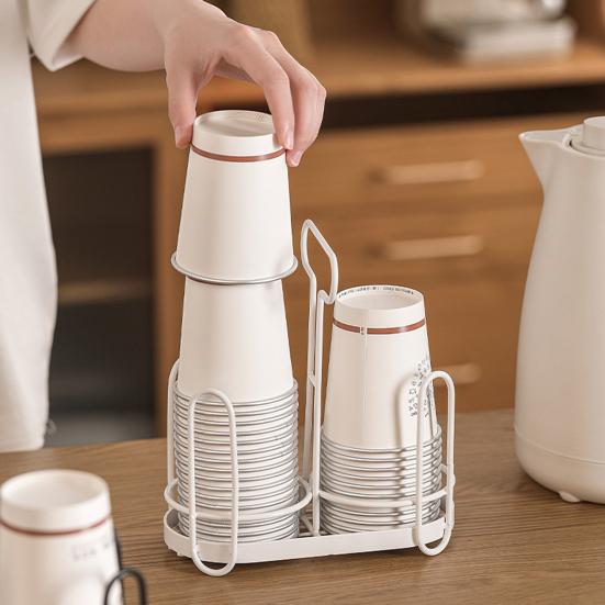 Disposable Cup Holder Paper Cup Dispenser Iron Art Durable Cup Storage Rack for Countertops Kitchen Coffee Stations Multifunctional Cup Organizer