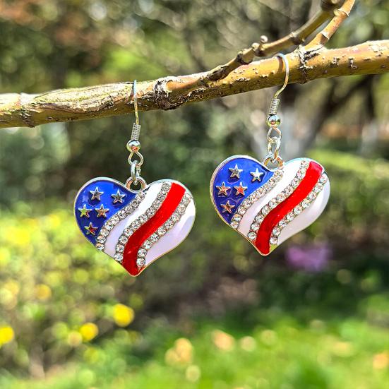 USA Flag Earrings for Women, Patriotic Red White Blue Earrings, American Flag Dangle Drop Earrings, 4th of July Independence Day