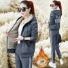 Lamb Fleece Sweater Suit Women's Autumn and Winter Casual Plus Velvet Thickened Sportswear Winter Two-piece Women's Clothing