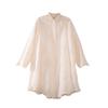 Dimanaf 2025 Spring Linen Blouse Shirt Long Sleeve Cardigan Women Blouse Fashion Long Lace White Floral Tops Loose New
