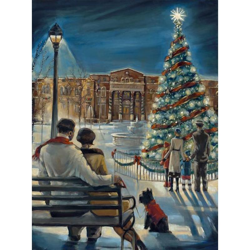 5D DIY алмазная живопись Зимний снежный пейзаж Пейзаж Полный Круглый Алмазный подарок Набор для вышивки крестом Мозаика Настенное искусство Домашний декор