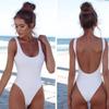 European & American Solid Color Sexy Backless Bikini: Large Size Triangle One-Piece Swimsuit for Women