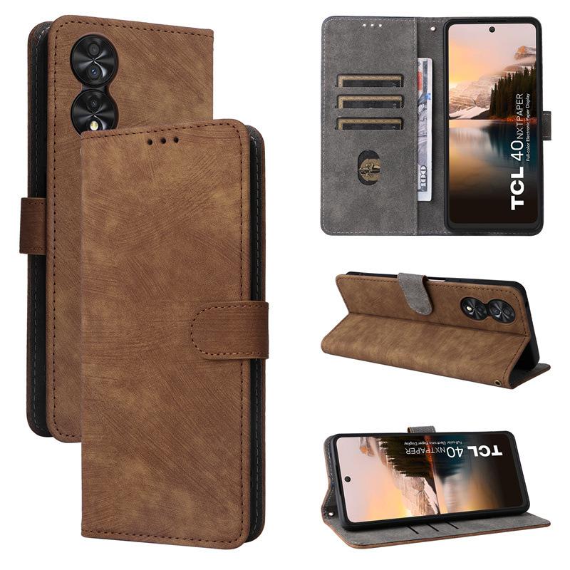 Кожаный флип-чехол для TCL 40 NxtPaper 4G PU чехол для телефона полная защита корпуса противоударный с [блокировкой RFID]