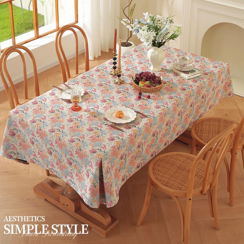 1pcs French Retro Oil Painting Tablecloths Ins Style High-end Light Luxury Dining Table Cover Dust Proof Coffee Table Cloth Living Room Decoration