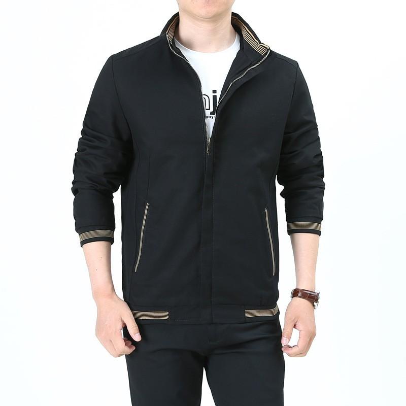 Cotton Stand-up Collar Men's Jacket Spring and Autumn Top Loose Large Size Jacket Versatile Middle-aged Business Casual Jacket