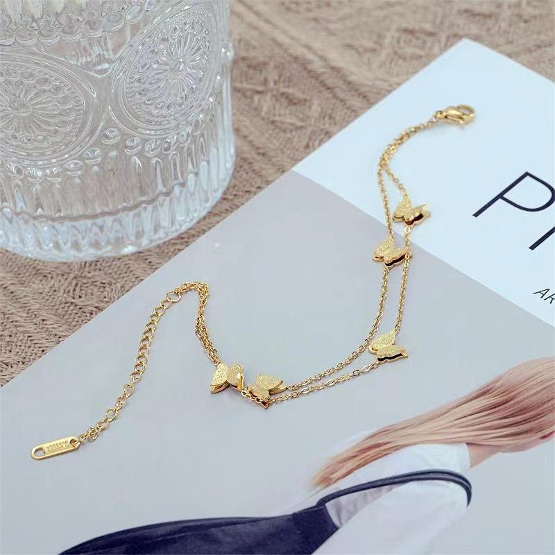 18K Gold-Plated Titanium Butterfly Anklet - Non-Fading, Minimalist Mori Style for Trendsetting Women