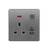 Большая наклонная пластина в скандинавском стиле, серая, 13 А, электрическая розетка британского стандарта, универсальная настенная двойная розетка с портом USB 2.1 А