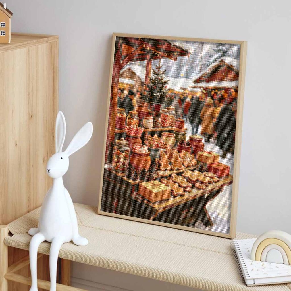 Christmas Diamond Painting Kit Winter Market Gingerbread Cookies Handmade Home Entertainment Decorative Painting