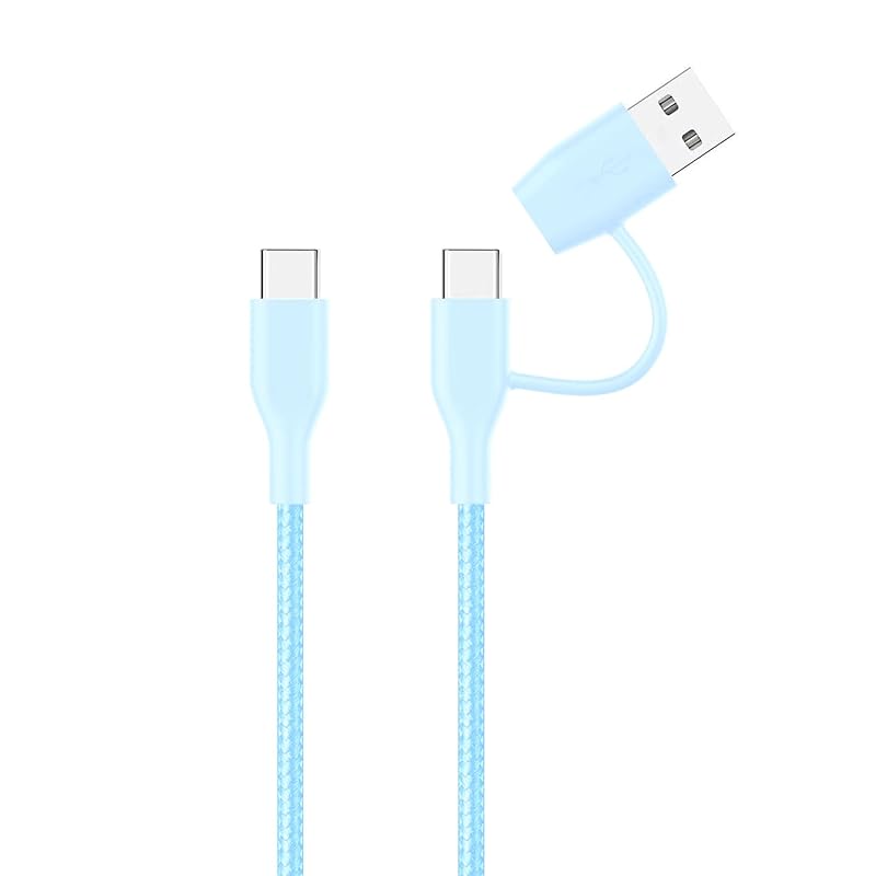 Acbands USB Type C 2 In 1 Cable 1.2m 60W PD Compatible Heavy Duty Braided Cable USB-A+C&USB-C Taipushi Rapid Cable[ MacBook/ipad pro/Galaxy/iphone 15
