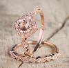18K Rose Gold Plated Square Ring Set with Micro-Inlaid Zircon for Women