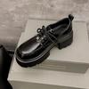 Cowhide Version~ Platform-soled JK Loafers Lace-up Thick Heel Versatile Small Leather Shoes Women's 2025 Autumn and Winter New Round Head Single Shoes
