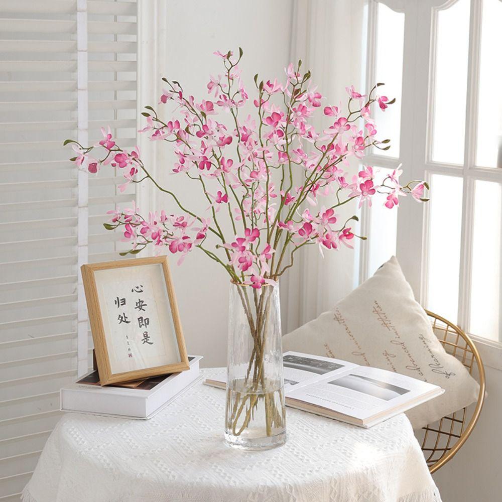 3 Fork Cymbidium Flower Branches Real Touch Simulation Phalaenopsis Fake Flowers Wedding Decor