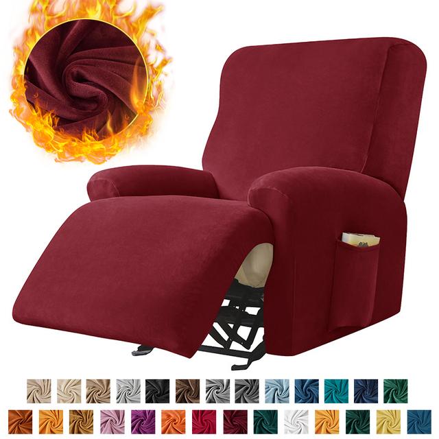 Solid Velvet Recliner Armchair Cover Non Slip Lazy Boy Cat Dog Single Sofa Covers Elastic Soft All -Inclusive Couch Slipcover