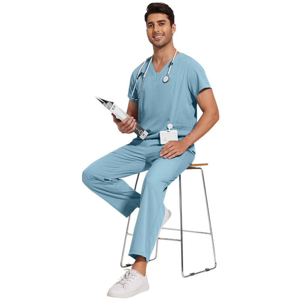 Мужские однотонные быстросохнущие тонкие повседневные и удобные брюки с короткими рукавами, рабочая униформа, матовый костюм