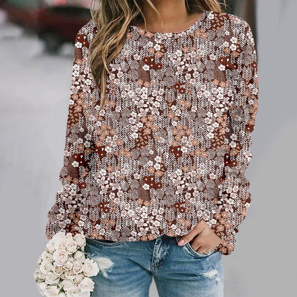 Осень и зима новая мода круглый вырез длинный рукав с принтом элегантная повседневная свободная толстовка