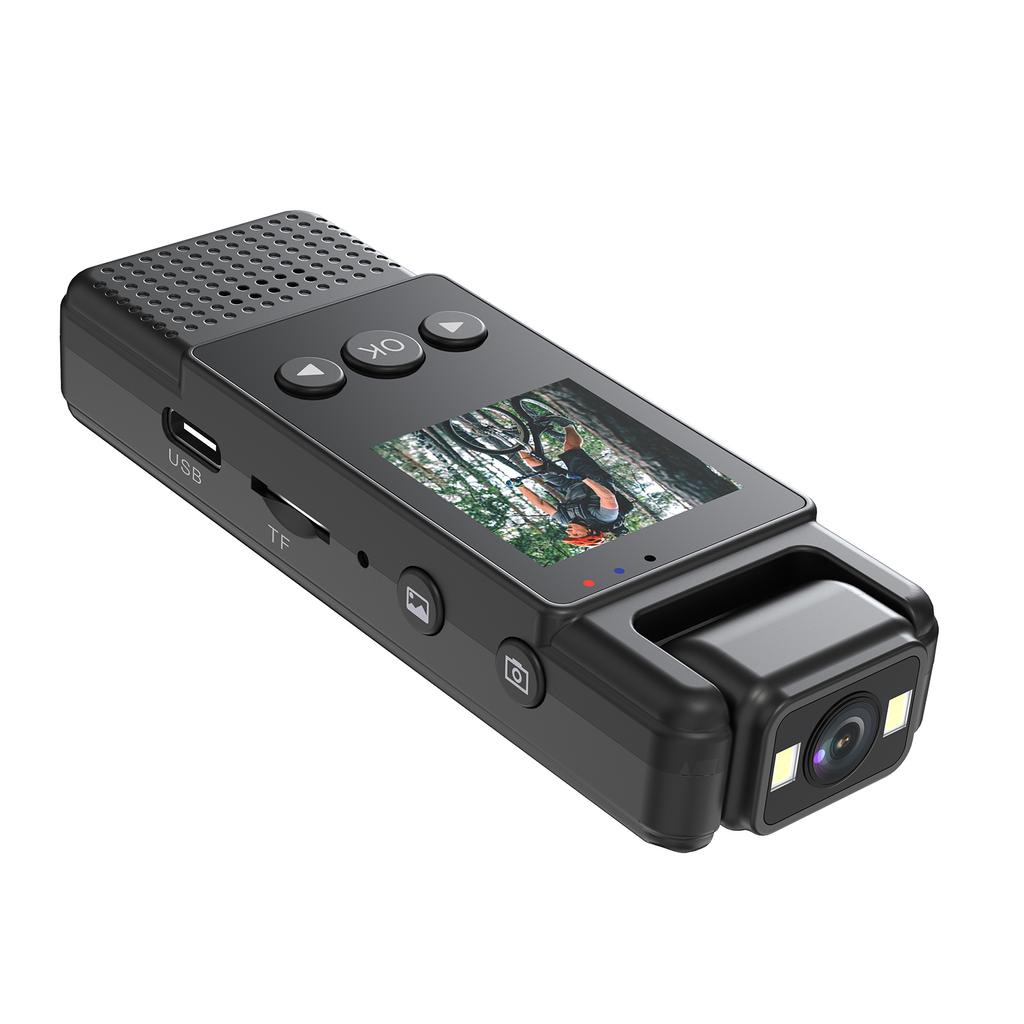 1,3-дюймовый экран на теле камеры с возможностью записи аудио и видео, портативная маленькая видеокамера с возможностью поворота на 180 градусов