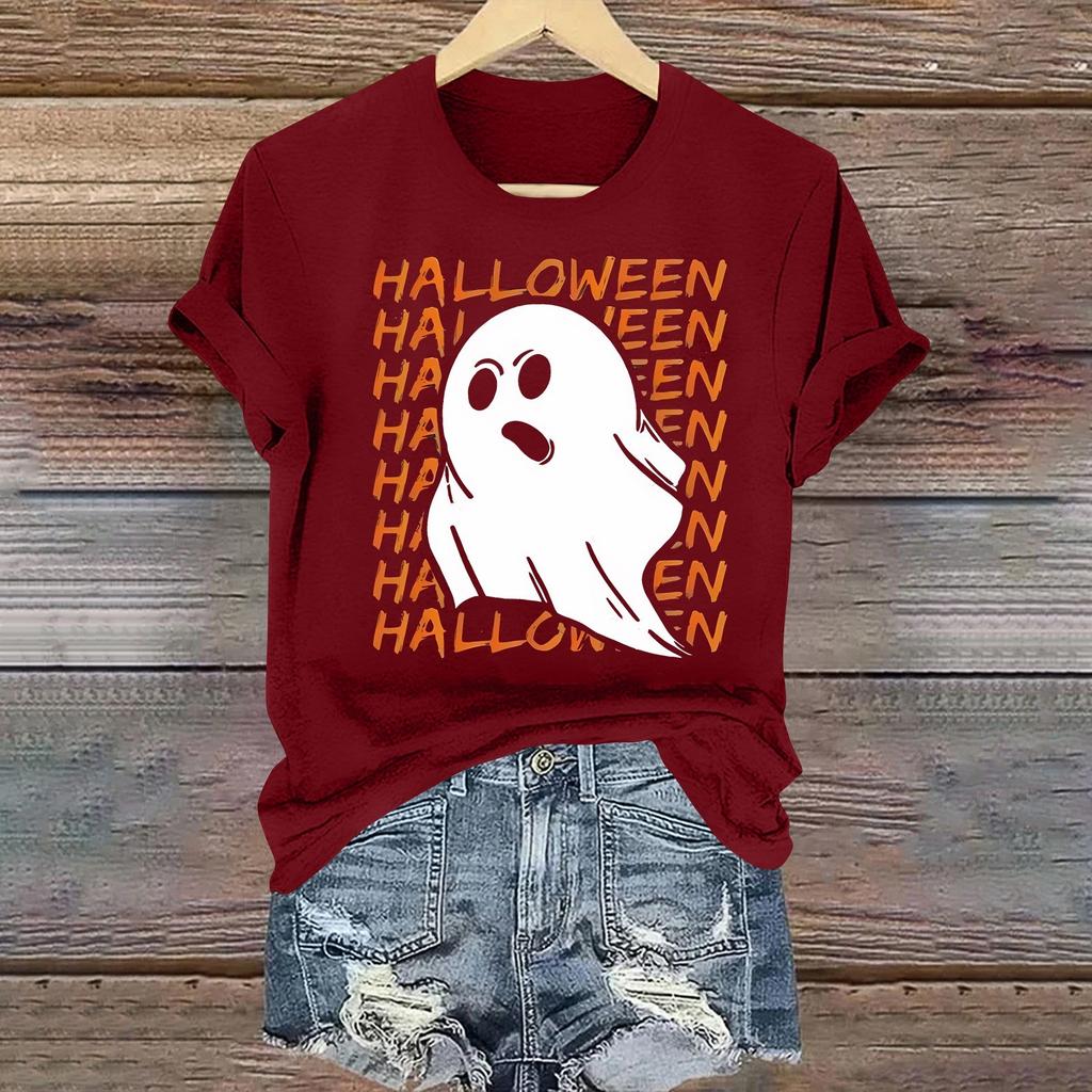 Women's Casual Printed Round Neck Short Sleeve T-Shirt Pullover Top