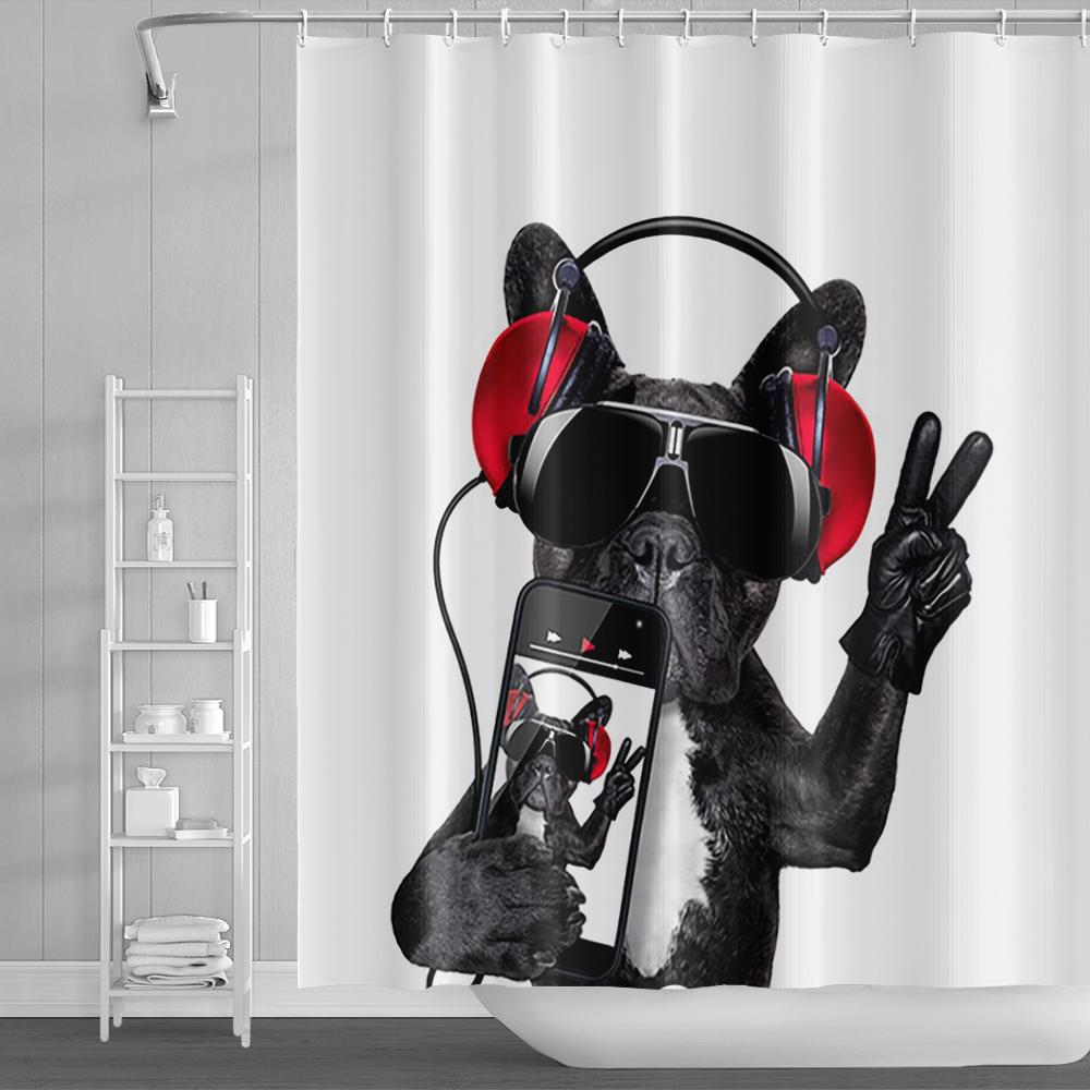 Забавная шторка для душа с котами, мультяшные милые коты, собака, детская шторка для душа для ванной, водонепроницаемый полиэстер, домашний декор, шторки для душа