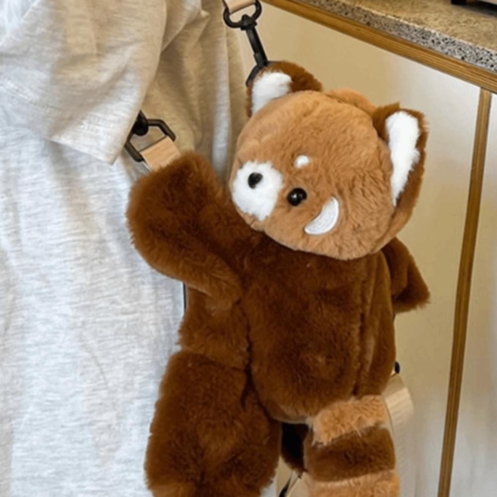 Creative Plush Toy Raccoon Doll Crossbody Bag Plush Large Capacity Children School Bag Doll JK Lolita Animal Shoulder Bag Lady