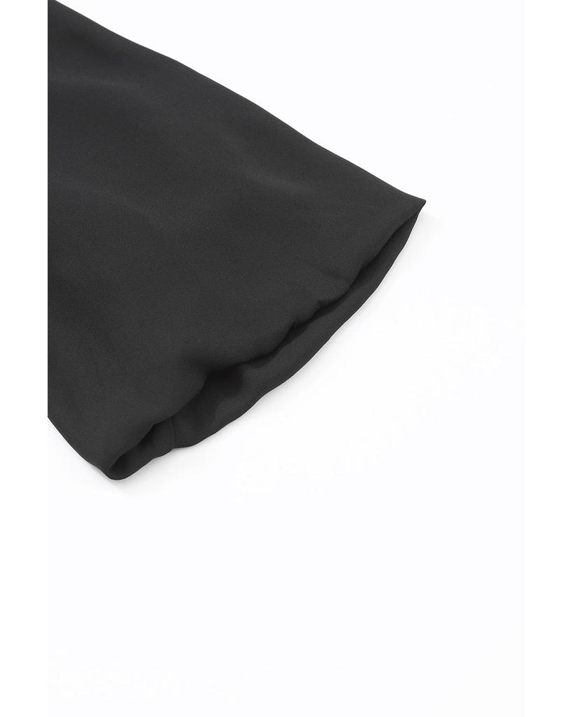 Azura Exchange Черная блузка с застежкой-каплей на спине, плиссированной оборкой и отделкой