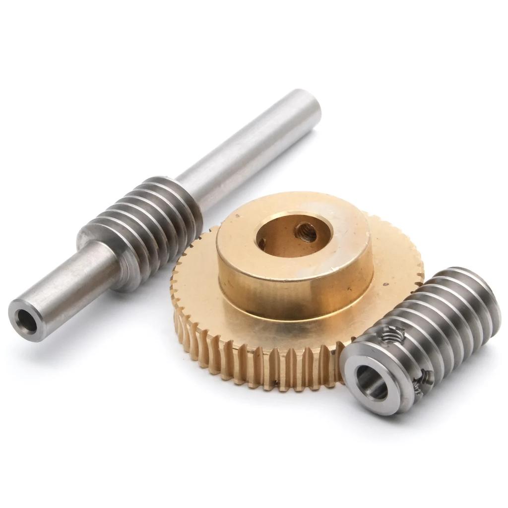 0.8M Stainless Steel Worm Shaft Copper Turbine Gear 20/25/30/35/40/50/60 Teeth