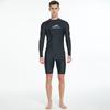 Men One Piece Snorkeling Sportswear Long Sleeve Short Pants Slim Surfing Suit Front Zipper Quick Drying Breathable Elastic Dive Suit for Water Sports