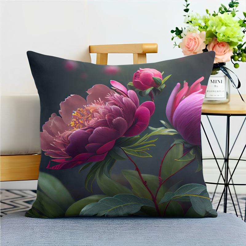Наволочка с изображением пиона в китайском стиле для украшения общежития, офиса, гостиной, дома