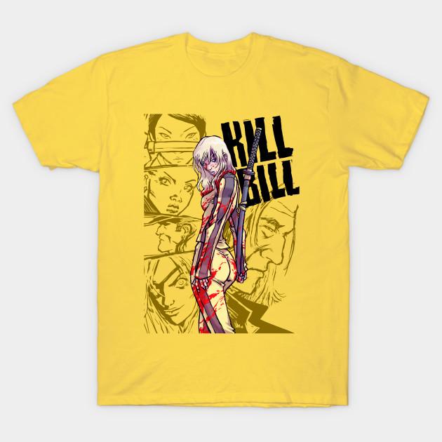 Мужская черная футболка с принтом Kill Bill, без выреза, термотрансферная печать, хлопковая футболка