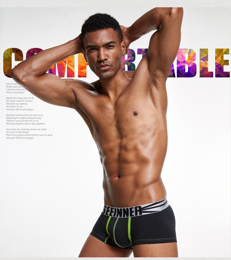 Мужские боксеры из гребенного хлопка, дышащие, со средней посадкой, с эффектом подтяжки бедер от Seeinner