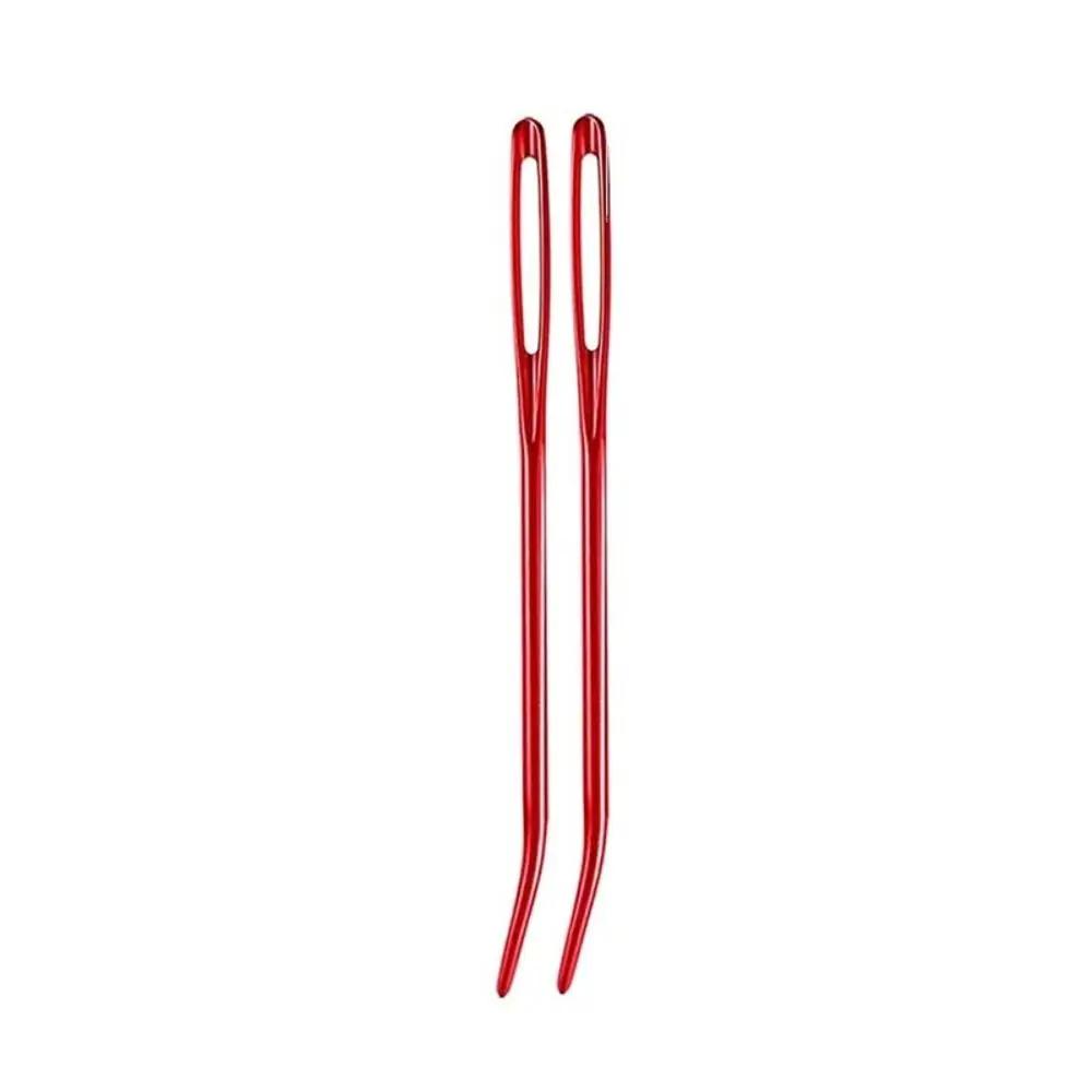 2Pcs Aluminum Bent Tip Tapestry Darning Knitting Needles Needlework Crafts Sewing Big Eye Bent Needle DIY Handicraft Accessories