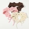 Elegant French Knitted Headband Retro Countryside Style Crochet Flower Hair Band Bohemian Pastoral Women Hair Scarf Children