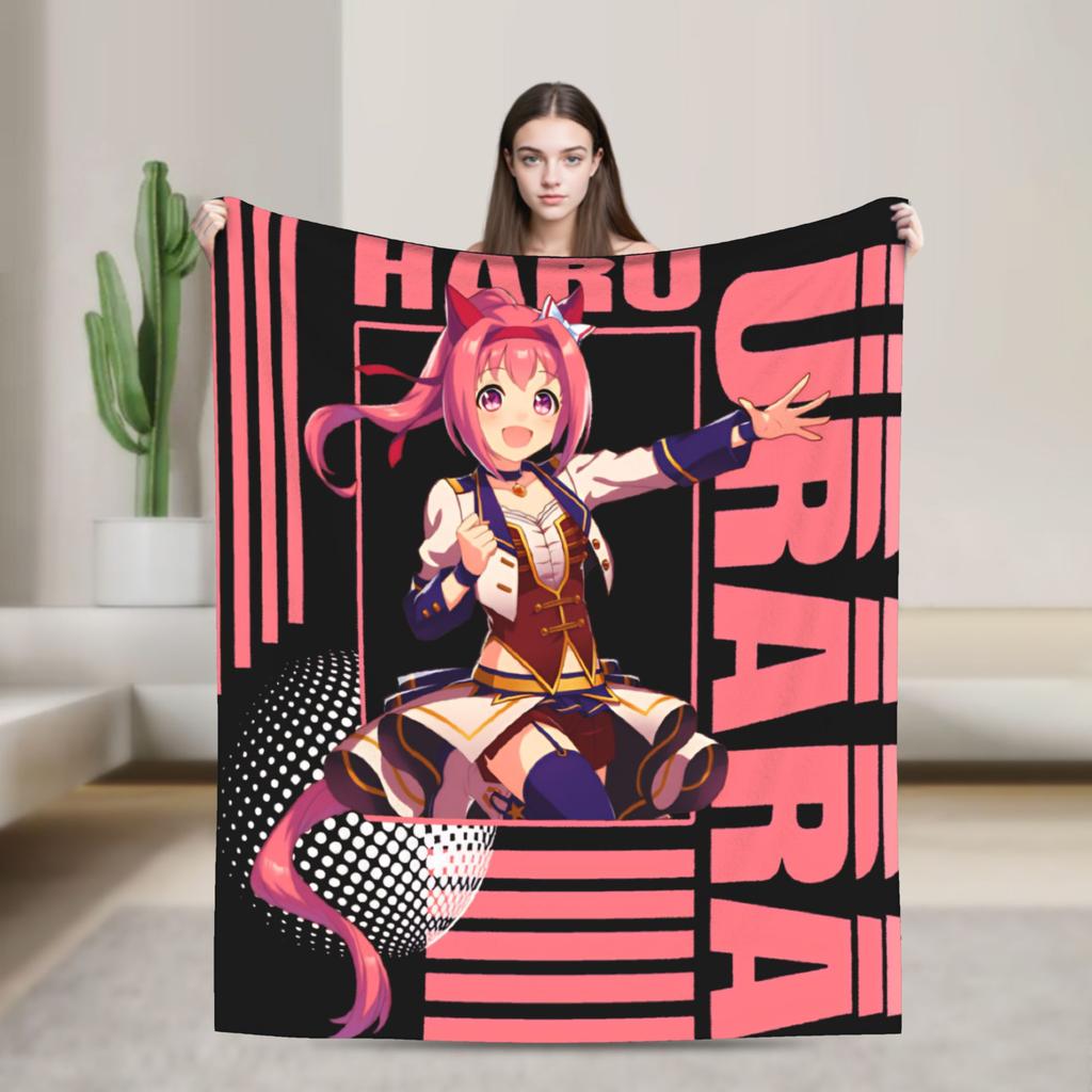 Haru urara Warm Soft Blanket Girls Boys Plush Throw Blanket Print Bedroom Flannel Bedspread Sofa Bed Cover
