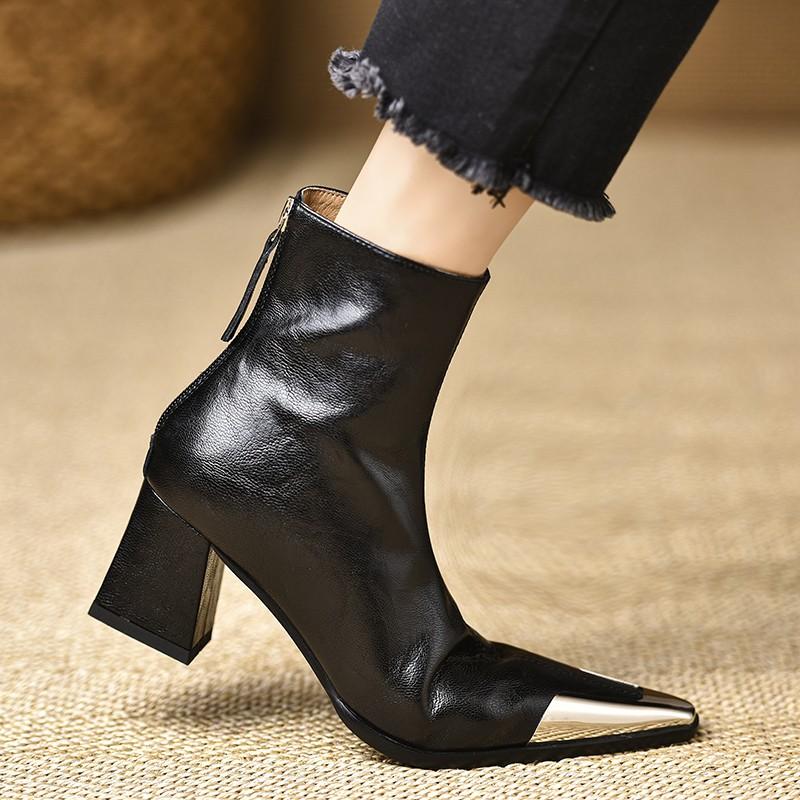 New Designer Vintage Women Ankle Boots Fashion Pointed Toe Short Booties Elegant High Heels Shoes Botas Mujer